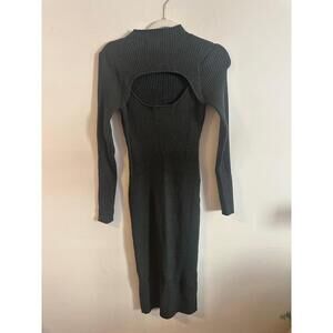 Sage‎ The Label Dark Green Ribbed Texture CutOut Back Bodycon Dress Size M